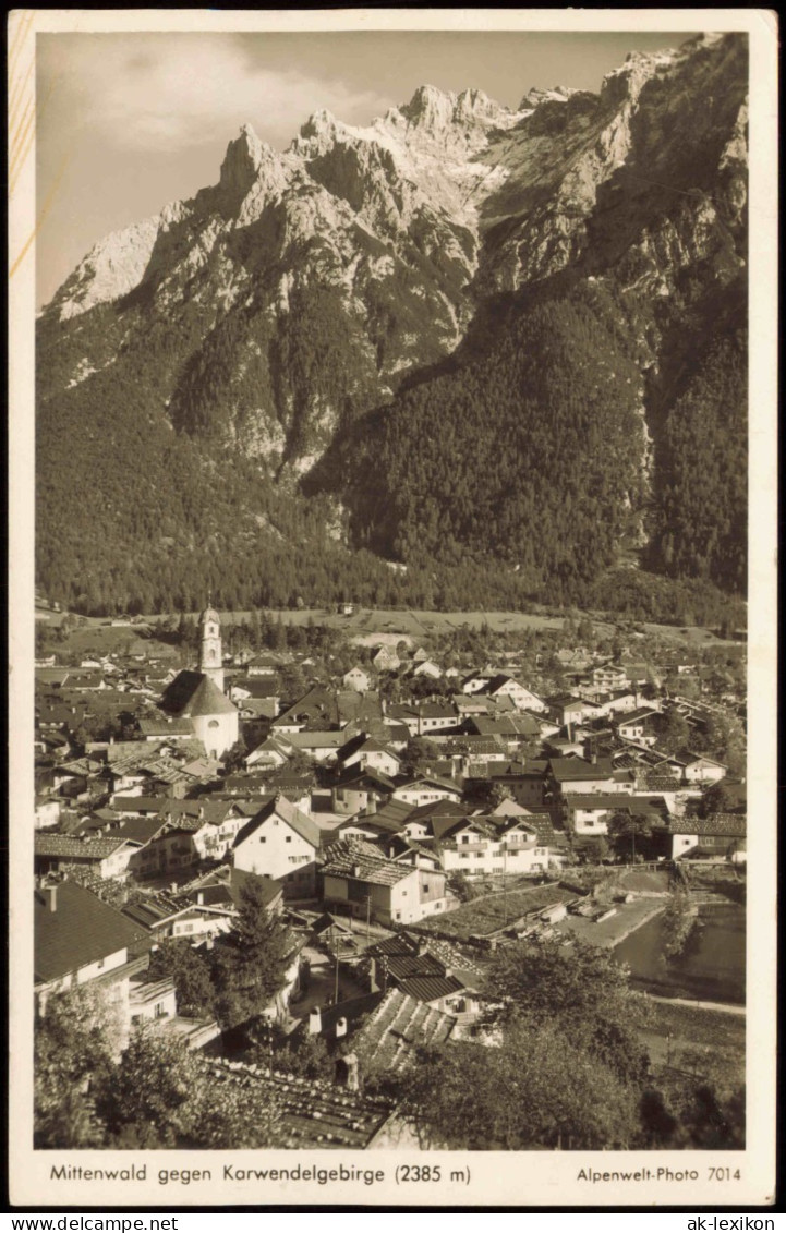 Ansichtskarte Mittenwald Blick Auf Die Stadt 1953 - Mittenwald