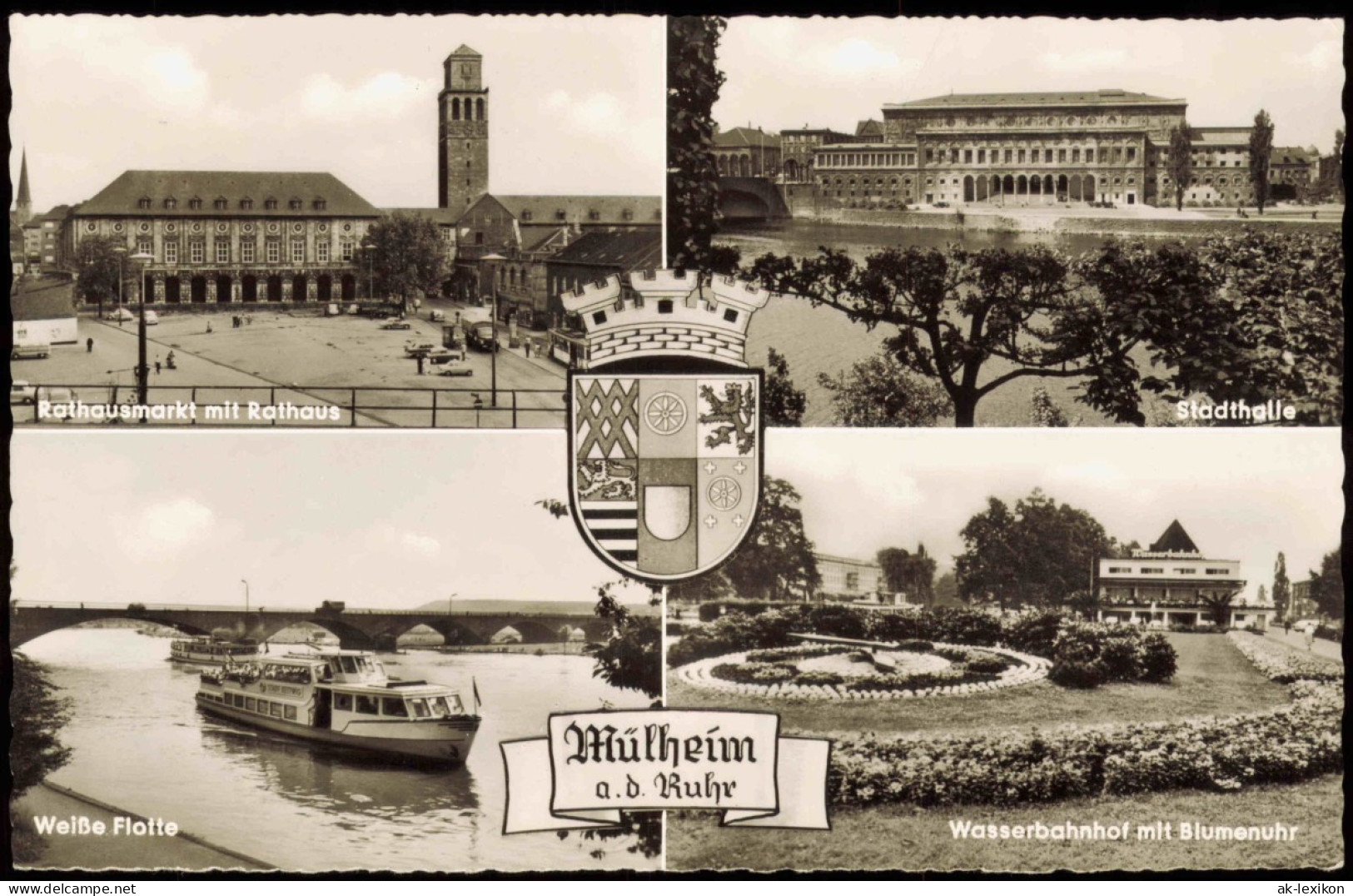 Mülheim An Der Ruhr  Rathausmarkt Rathaus, Stadthalle, Wasser-Bahnhof 1966 - Mülheim A. D. Ruhr