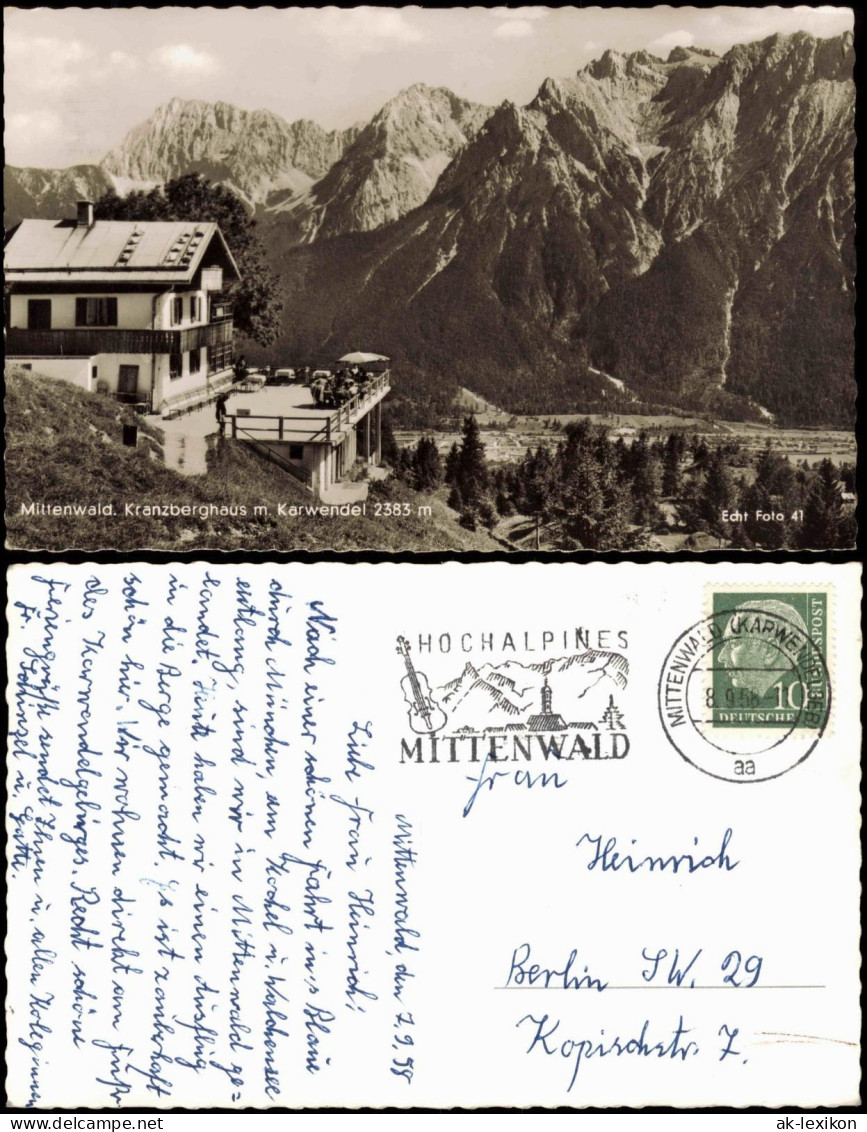 Mittenwald Panorama-Ansicht Kranzberghaus M. Karwendel 2383 M 1958 - Mittenwald