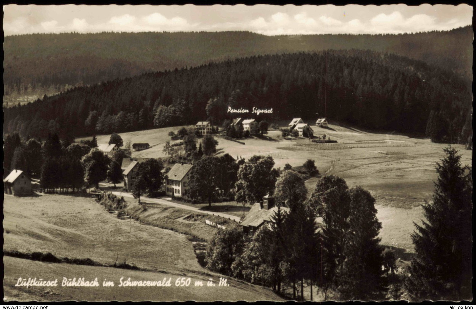 Ansichtskarte Buhlbach-Baiersbronn Panorama-Ansicht Mit Pension Sigwart 1955 - Baiersbronn