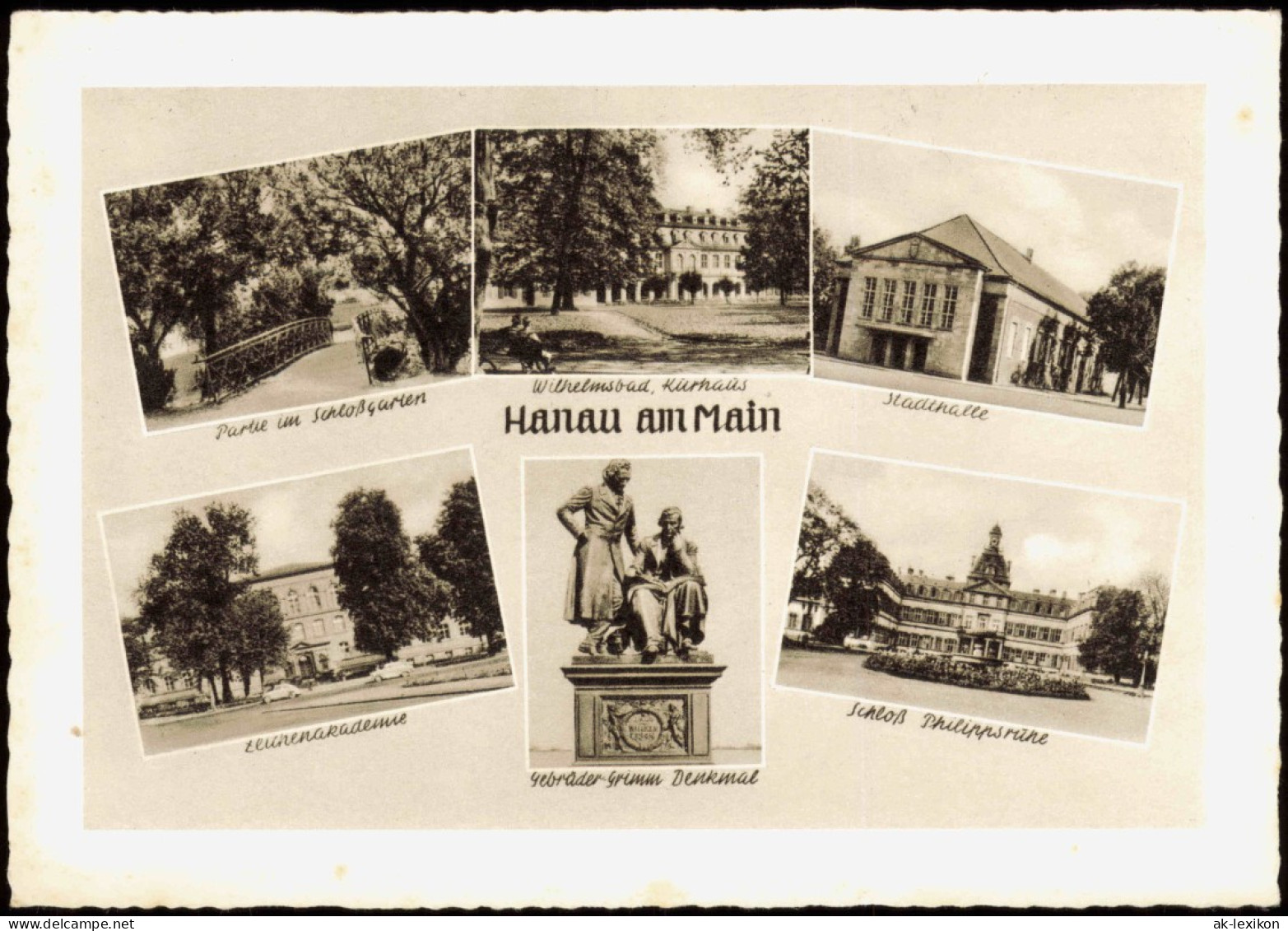 Ansichtskarte Hanau Mehrbild AK Stadthalle, Schloß 1956 - Hanau