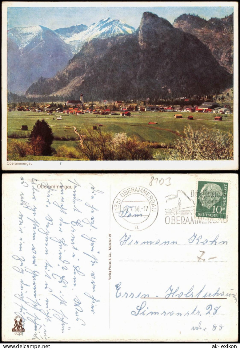Ansichtskarte Oberammergau Stadtblick 1956 - Oberammergau