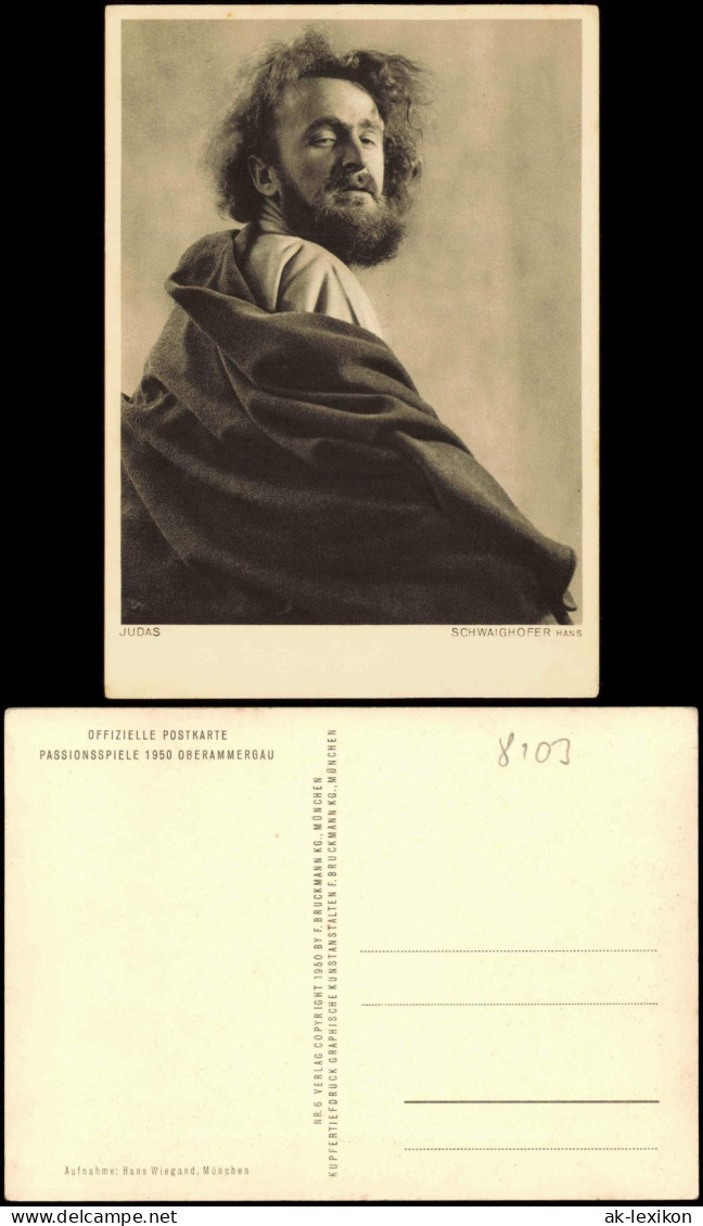 Ansichtskarte Oberammergau Passionsspiele - Judas SCHWAIGHOFER HANS 1950 - Oberammergau