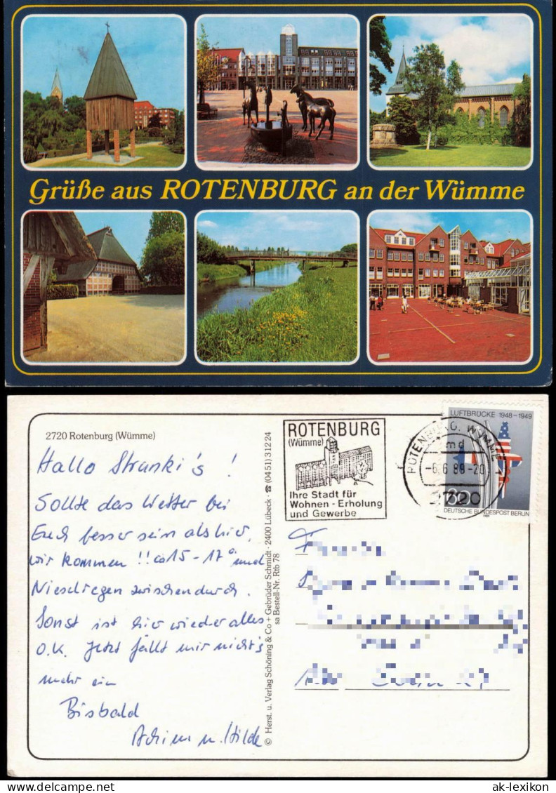 Ansichtskarte Rotenburg (Wümme) Mehrbildkarte Mit 6 Ortsansichten 1988 - Rotenburg (Wuemme)