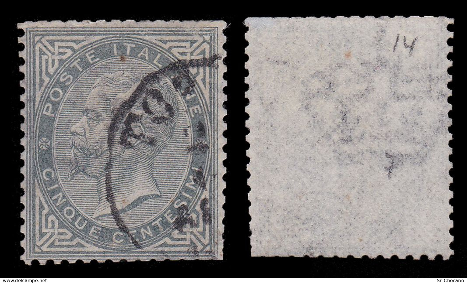 ITALY STAMPS.1863-67.K.Victor Emmanuel II 5c .YVERT 14.USED. - Gebraucht