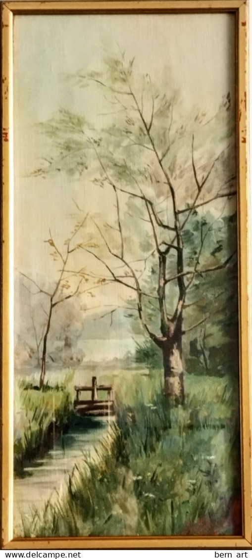 J. SCHULIEDT H.S.T. "Petit Barrage D'eau Près De L'arbre". Fin XIX è- Début XX è - Oils