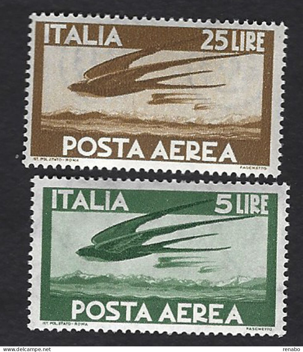 Italia, Italy, Italie, Italien 1947-62; Swallows Fly Over The Alps, Rondini Sorvolano Le Alpi. Nuovi. - Geographie