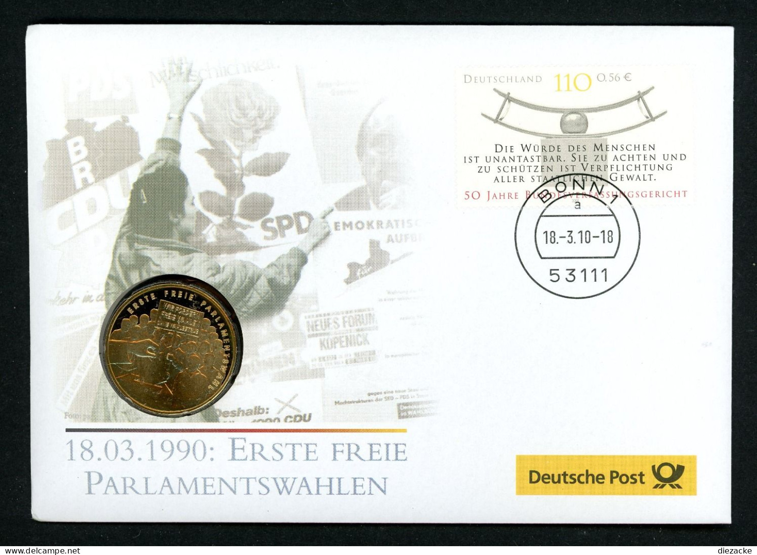 BRD 2010 Tombak Medaille "Erste Freie Parlamentswahl" Im Numisbrief PP (M4633 - Sin Clasificación