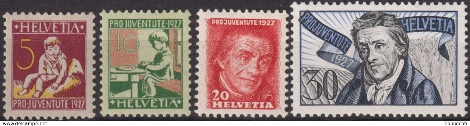 1927 Schweiz / Pro Juventute ** Zum:CH J41-J44, Mi:CH222- 225, Yt:CH 226-229, Heinrich Pestalozzi-Gedenkmarken - Unused Stamps