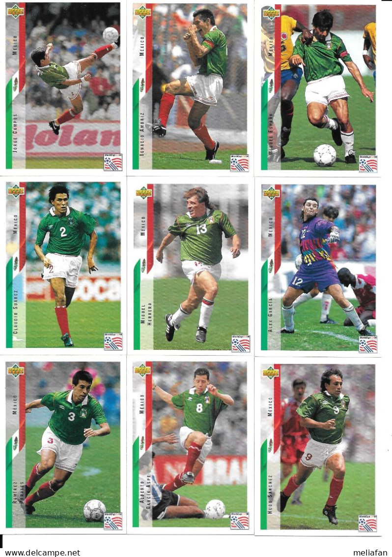 EH16 - CARTES UPPER DECK USA 94 - MEXICO - CAMPOS SUAREZ HERRERA PERALES SANCHEZ ESPANA GARCIA - Trading-Karten