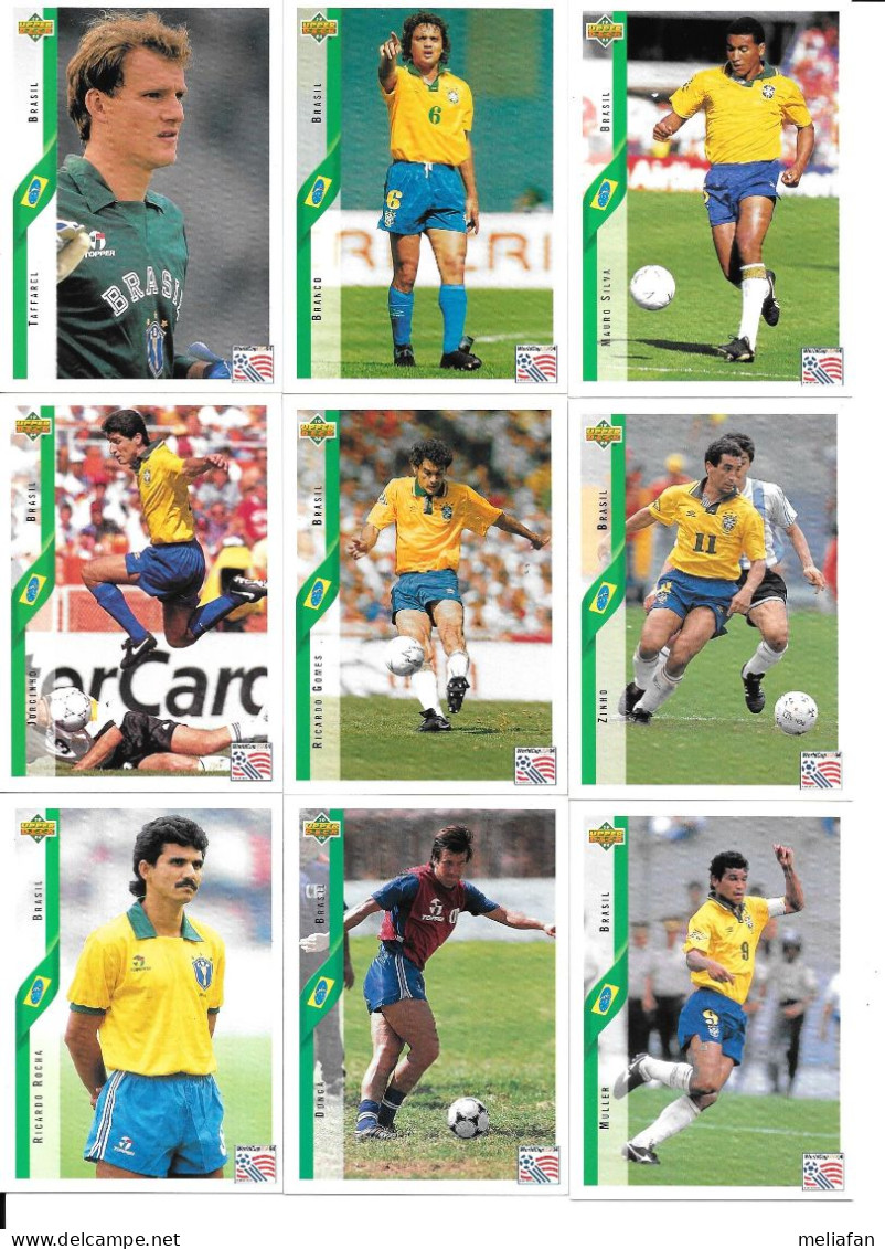 EH19 - CARTES UPPER DECK USA 94 - BRASIL - CAFU ZINHO BRANCO TAFFAREL PALHINHA VALDO DUNGA  MULLER JORGHINO - Trading-Karten