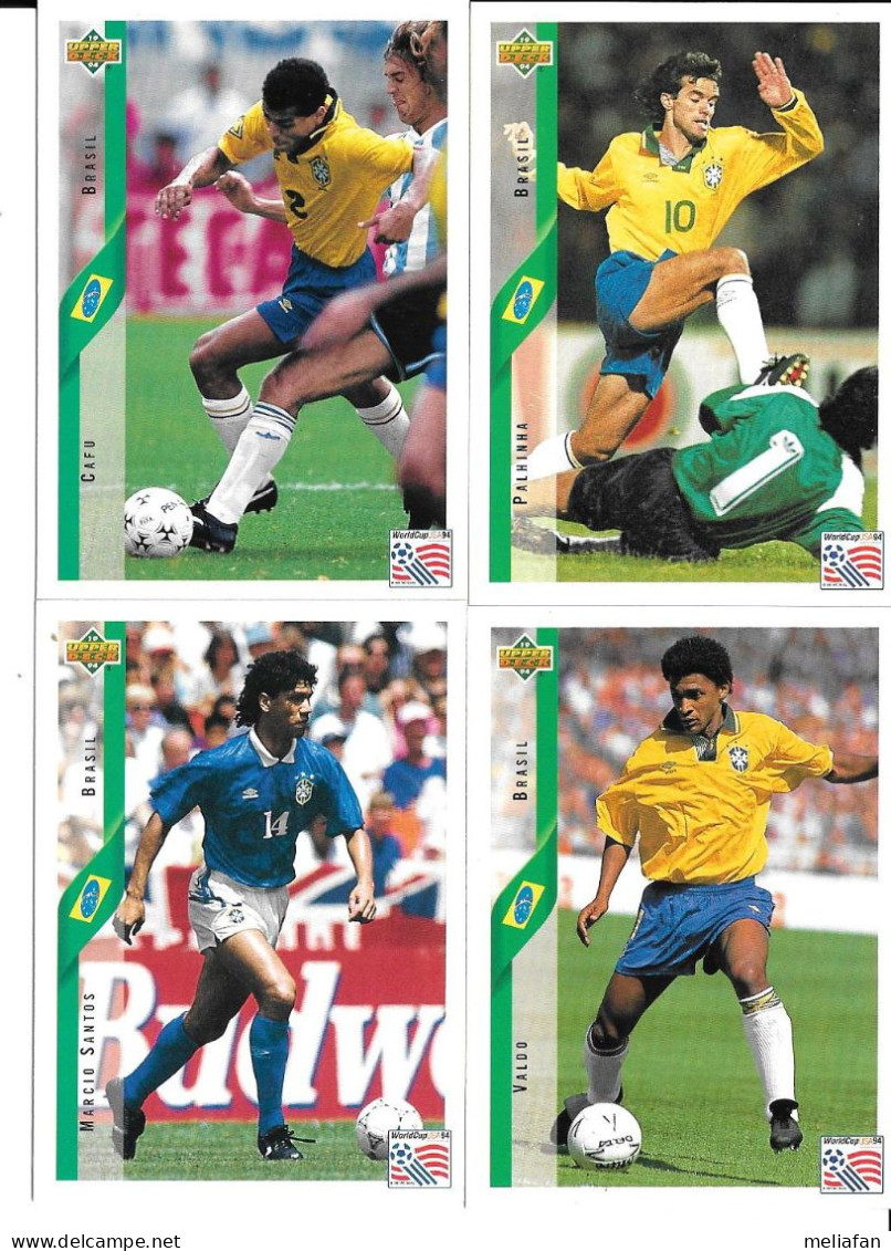 EH19 - CARTES UPPER DECK USA 94 - BRASIL - CAFU ZINHO BRANCO TAFFAREL PALHINHA VALDO DUNGA  MULLER JORGHINO - Trading Cards