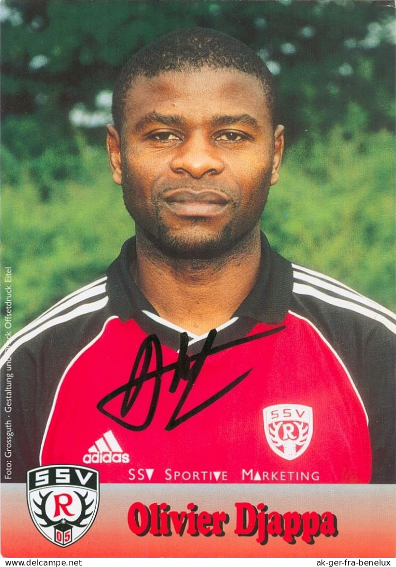 Fußball-Autogrammkarte AK Olivier Djappa SSV Reutlingen 05 00-01 Bafoussam Kamerun Cameroun SC Rot-Weiss Essen RW Fulda - Autogramme