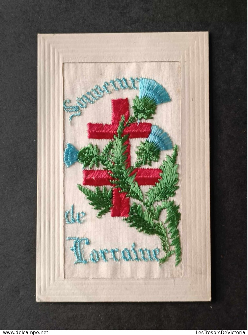 Fantaisie - Carte Brodée - Souvenir De Lorraine - Croix Lorraine - 1918 - Carte Postale Ancienne - Bestickt