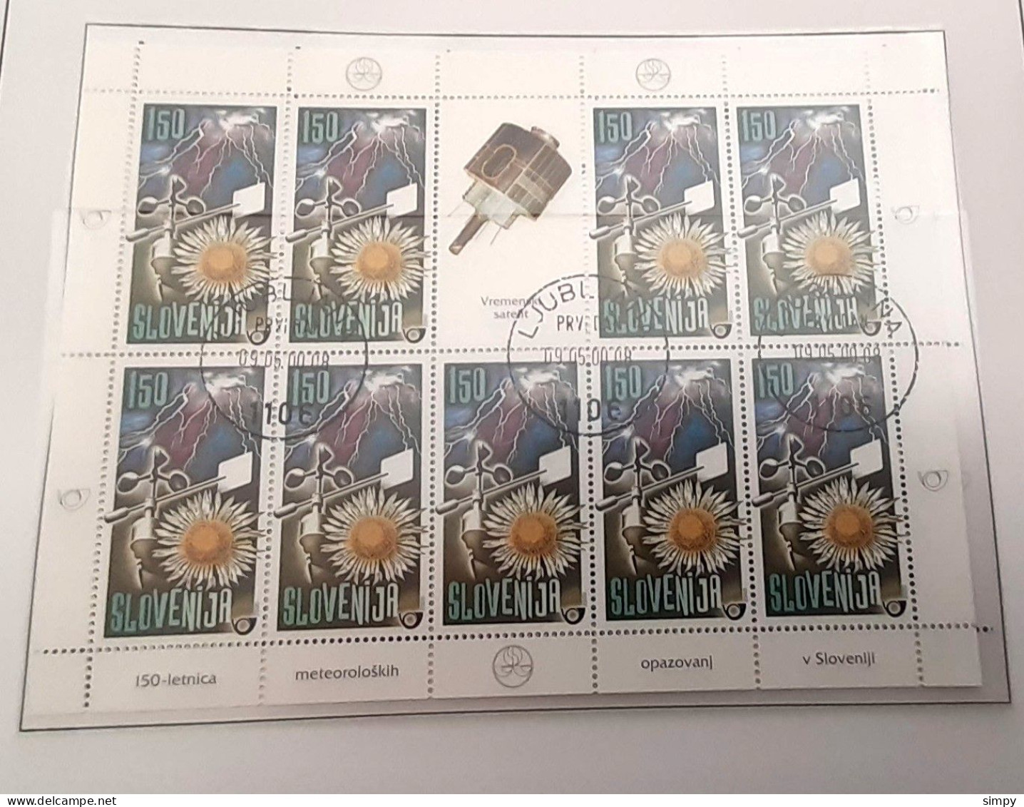 SLOVENIA 2000 150th Anniversary Of Meteorological Measurements Sheetlet Mala Pola Used Stamps Michel 312 - Slovénie