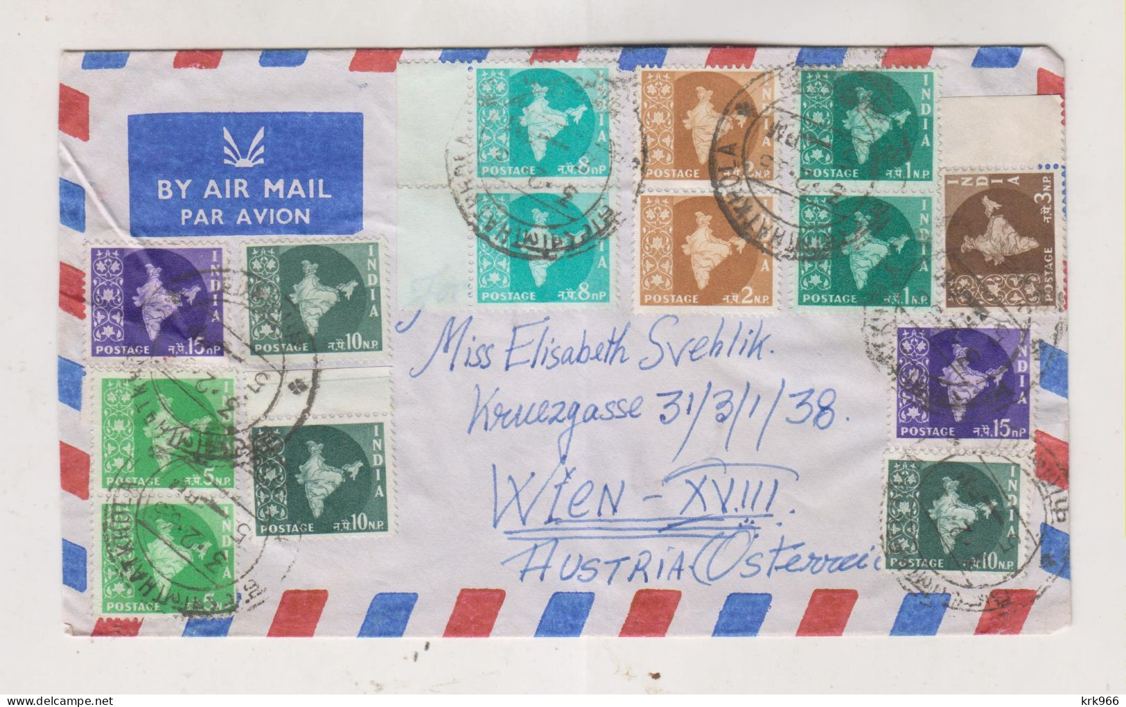 INDIA, 1965 CALCUTTA  Airmail Cover To Austria - Luchtpost
