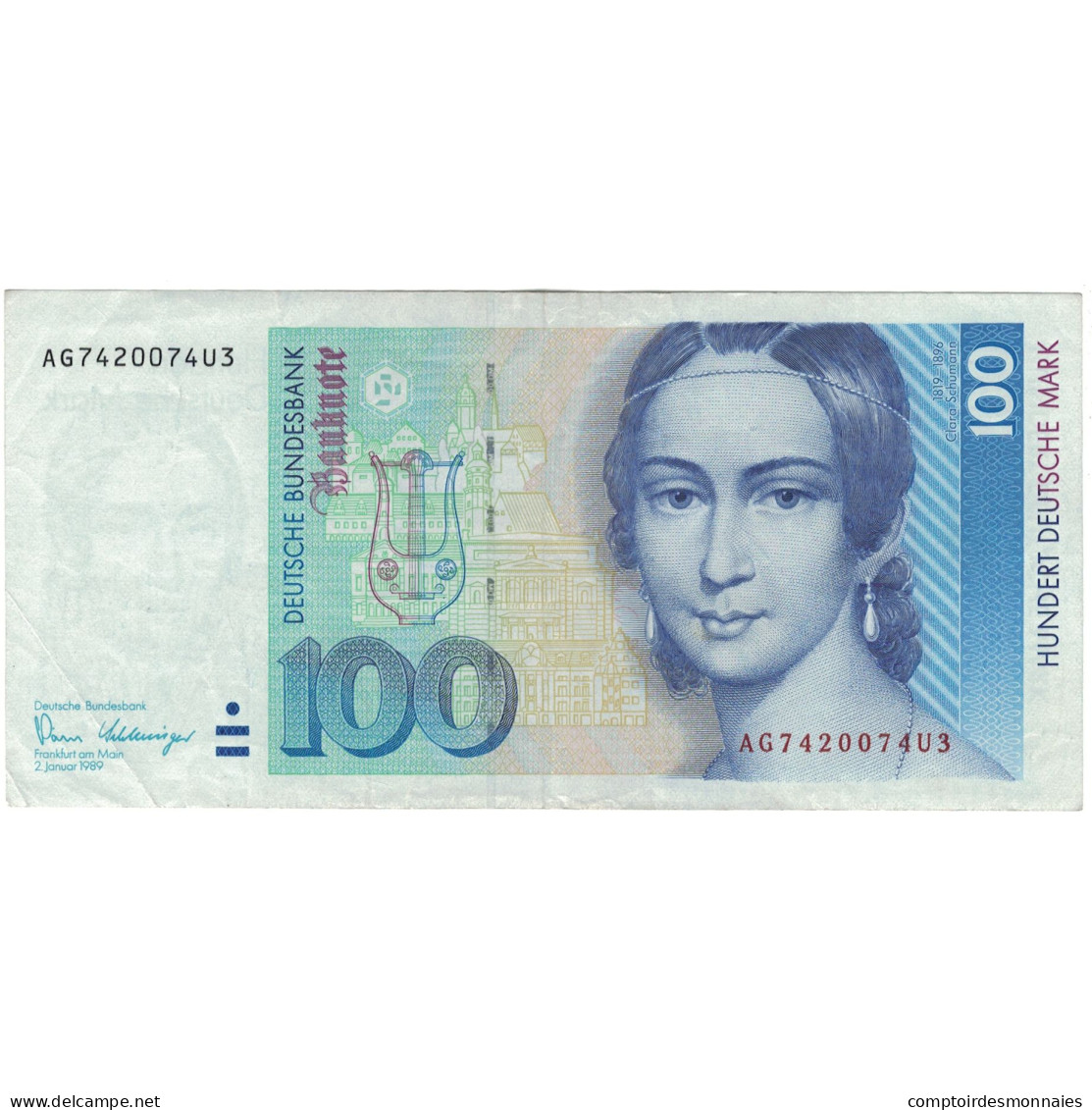 Billet, République Fédérale Allemande, 100 Deutsche Mark, 1989, 1989-01-02 - 100 Deutsche Mark