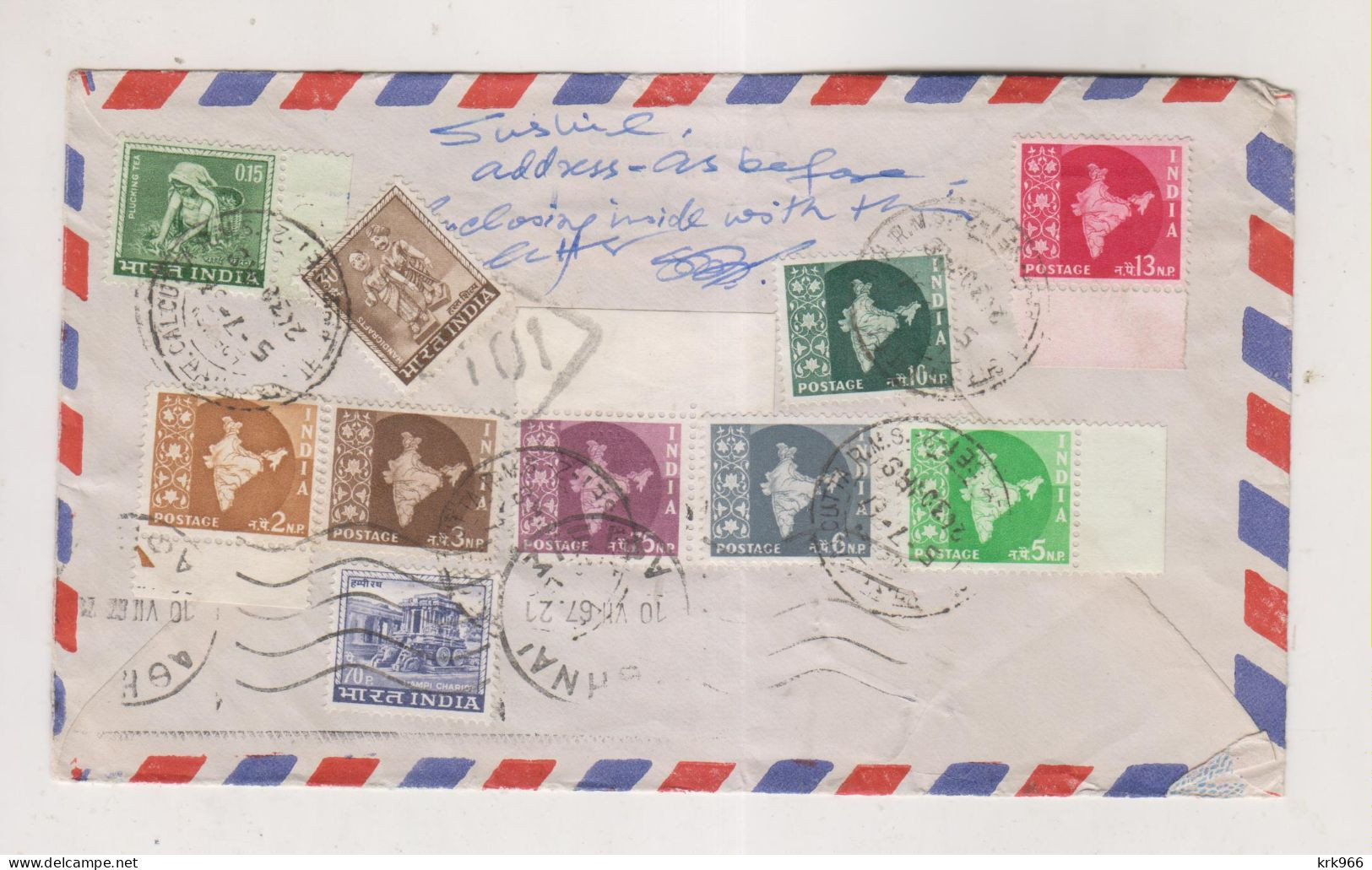 INDIA, 1967  CALCUTTA Airmail Cover To Greece - Posta Aerea