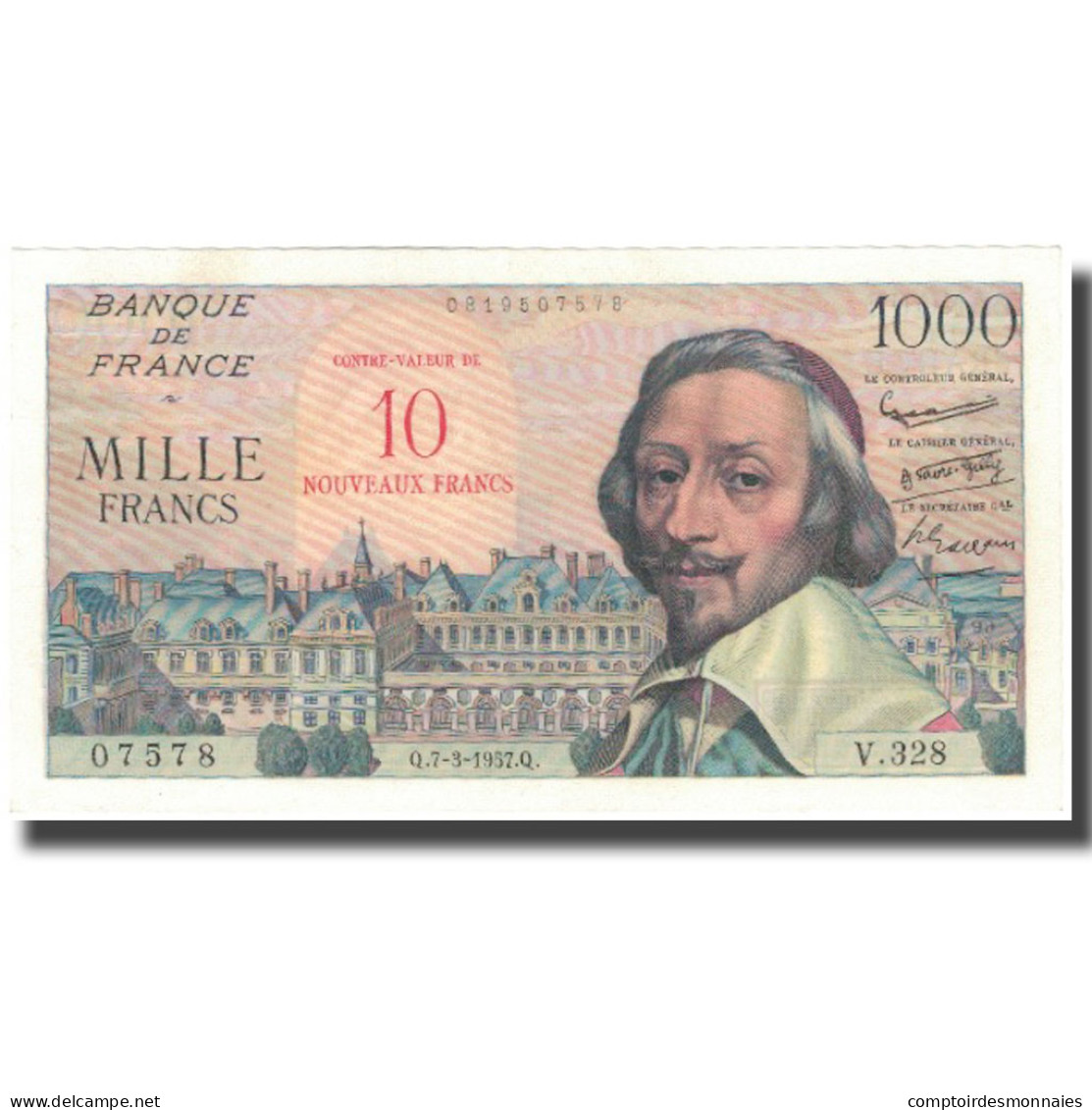 France, 10 Nouveaux Francs On 1000 Francs, Richelieu, 1957-03-07, V.328, SPL - 1955-1959 Surchargés En Nouveaux Francs