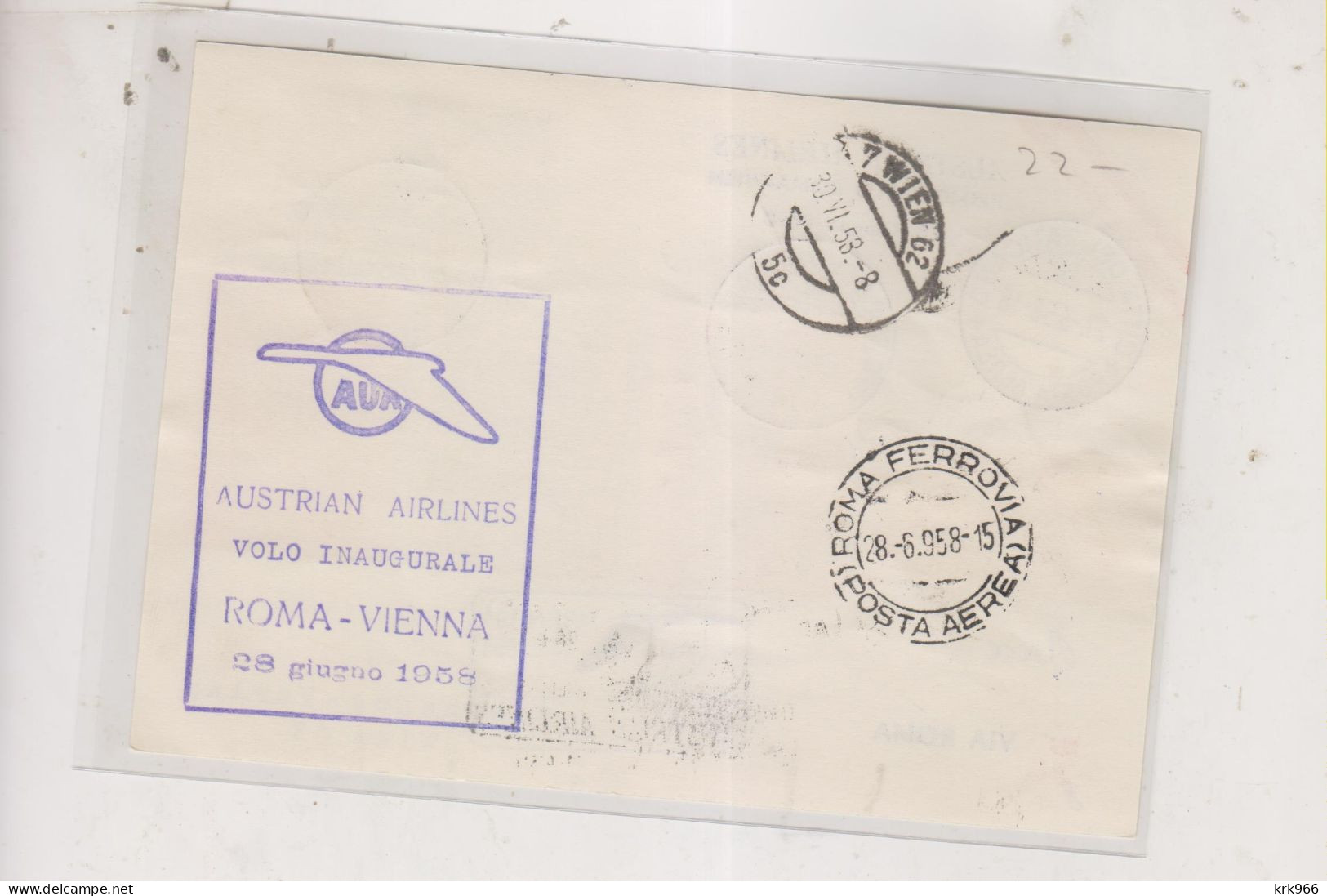 VATICAN 1958 Registered Airmail Postcard To Austria First Flight ROMA.WIEN - Covers & Documents