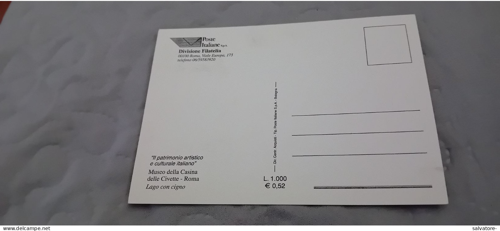 CARTOLINA  COMMEMORATIVA ROMA - MUSEO DELLA CASINA DELLE CIVETTE 1999 - Postal Services