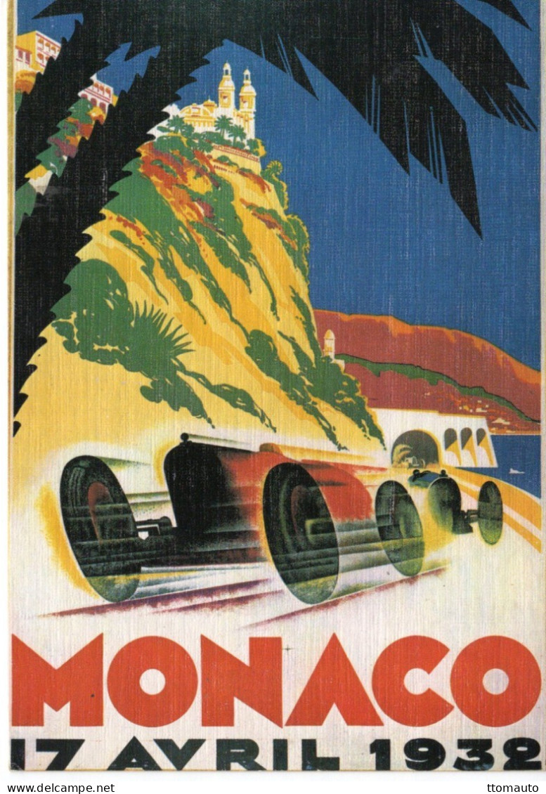 Grand Prix  Monaco 1932  -  Publicité D'epoque -  Illustrateur Falcucci  - Original  La Cigogne Edition   -  CPSM - Grand Prix / F1