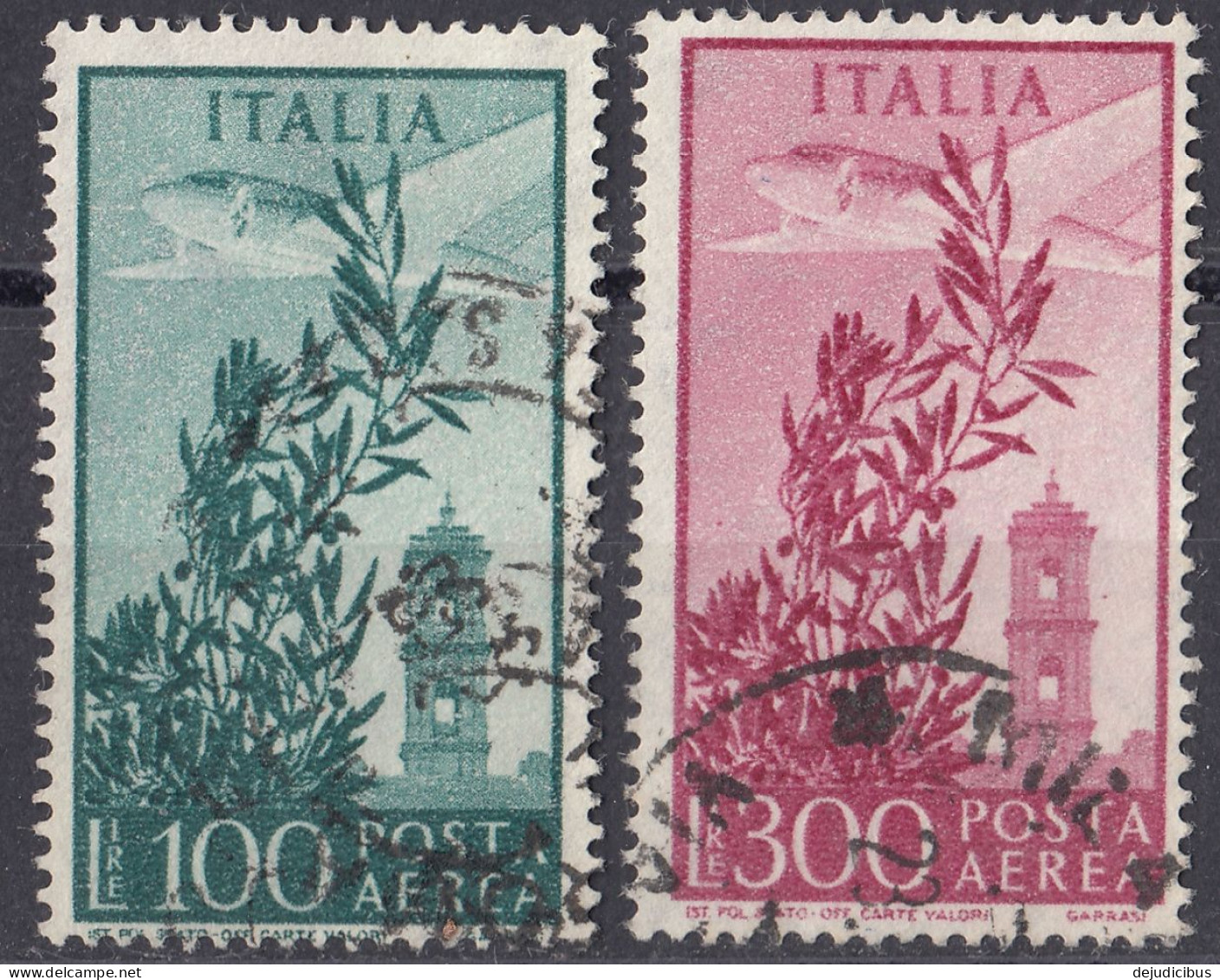 ITALIA - 1955/1959 - Serie Completa Usata Formata Da 2 Valori: Yvert Posta Aerea 136/137. - Poste Aérienne