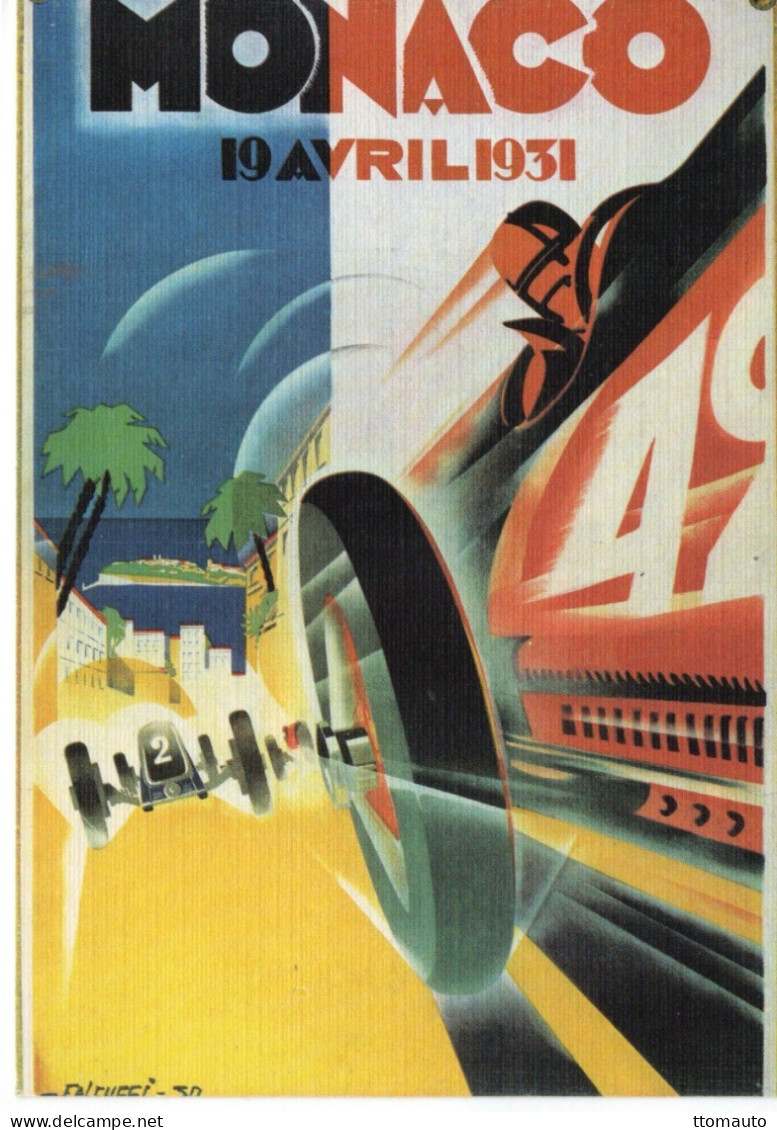 Grand Prix  Monaco 1931  -  Publicité D'epoque -  Illustrateur Falcucci  - Original  La Cigogne Edition   -  CPSM - Grand Prix / F1