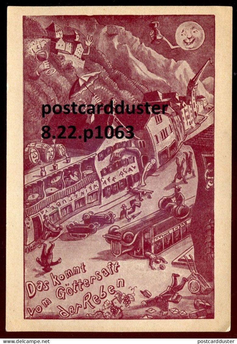 LIECHTENSTEIN Vaduz Postcard 1930s Weinstube Real Advertising Winery Humor Fanta (p1063) - Liechtenstein