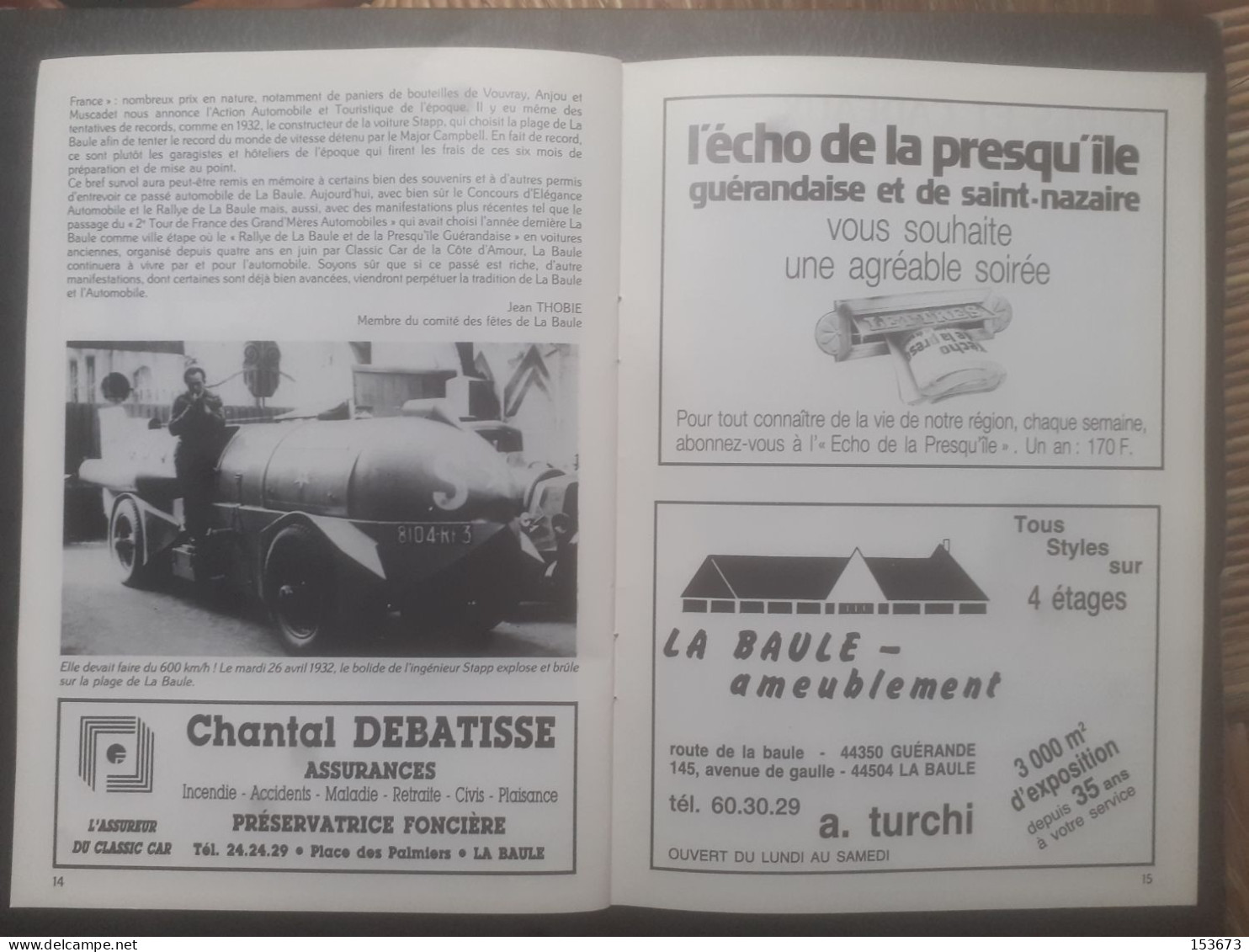 Brochure Concours d'élégance automobile La Baule 1984
