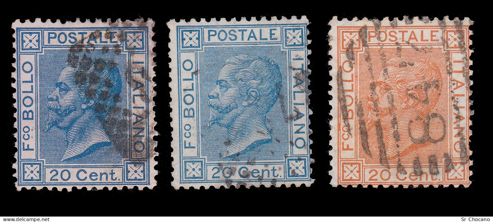 ITALY STAMPS.1867-77.K.Victor Emmanuel II .NOS.YVERT 23-23a-24.USED. - Usati