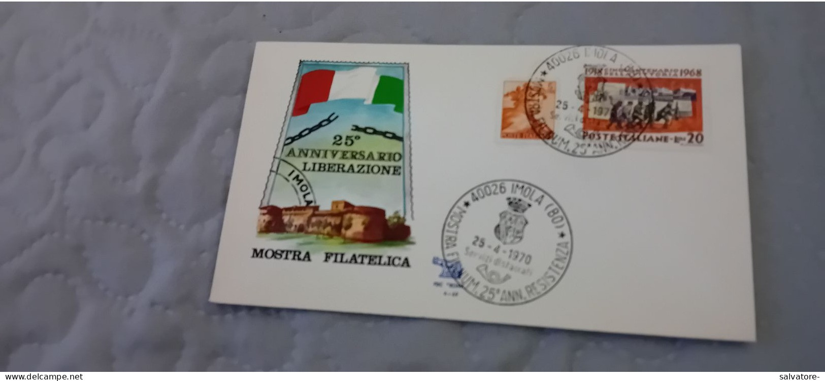 CARTOLINA COMMEMORATIVA MOSTRA FILATELICA 25 ANNIVERSARIO DELLA LIBERAZIONE1970 - Poste & Facteurs