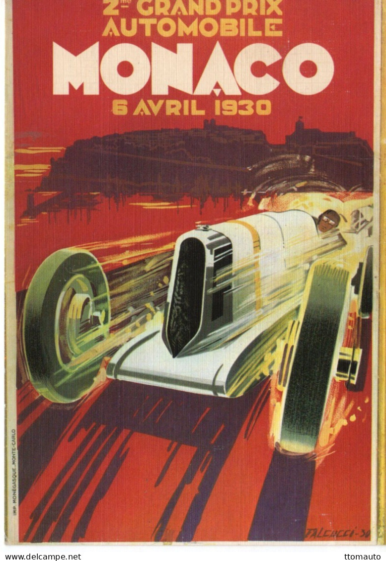 Grand Prix  Monaco 1930  -  Publicité D'epoque -  Illustrateur Falcucci  - Original  La Cigogne Edition   -  CPSM - Grand Prix / F1