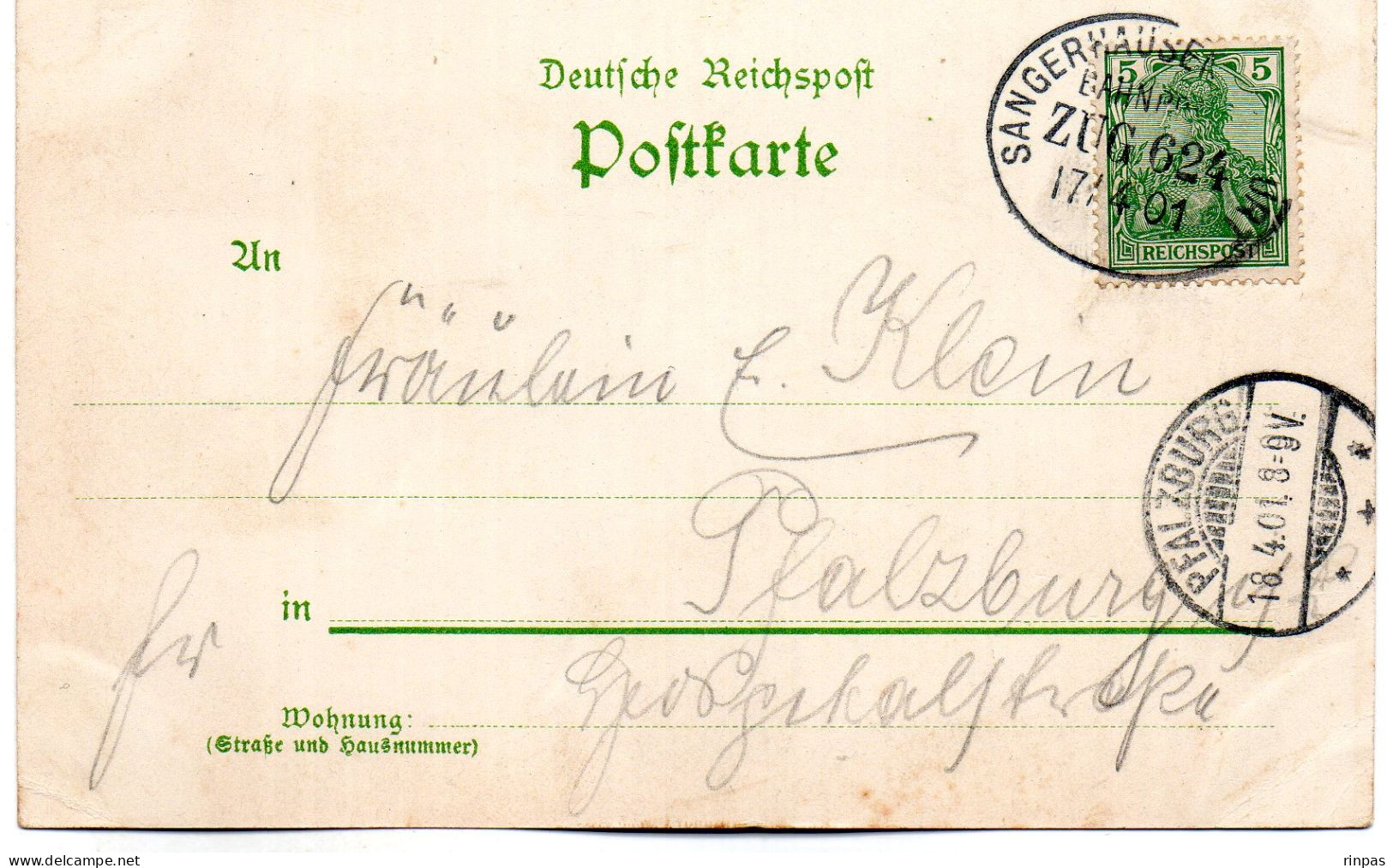 (Allemagne) SANGERHAUSEN Gruss Aus , Markt, Oblitéré Bahnpost Zug 624 1901 Pfalzburg N° 571 - Sangerhausen