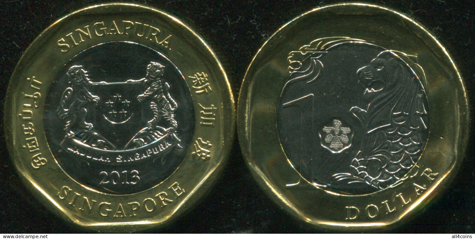 Singapore 1 Dollar. 2013 (Bi-Metallic. Coin KM#314. Unc) - Singapore