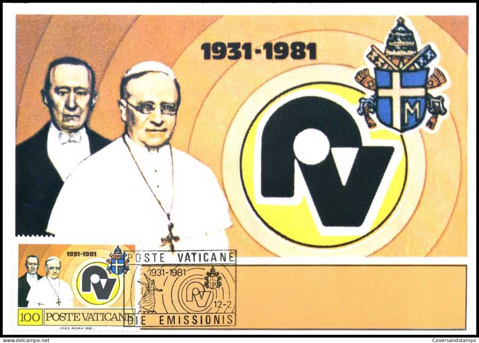 Vaticaan - MK - 50e Anniversario Della Fondazione Della Radio Vaticana                  - Cartas Máxima