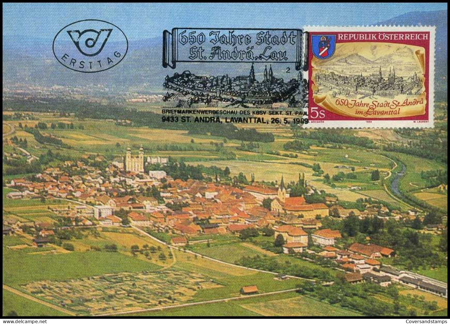 Oostenrijk - MK - 650 Jahre Stadt St. Andrä Im Lavanttal                          - Maximumkarten (MC)