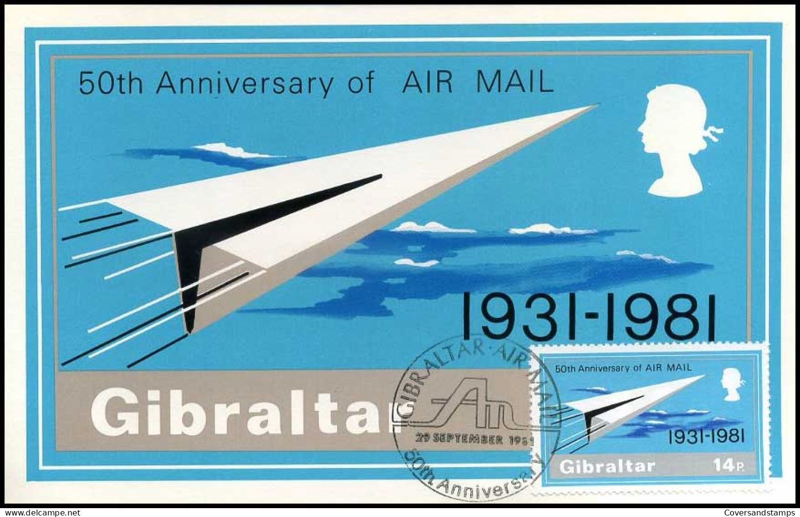 Gibraltar - MK - 50th Anniversary Of Air Mail                           - Gibraltar