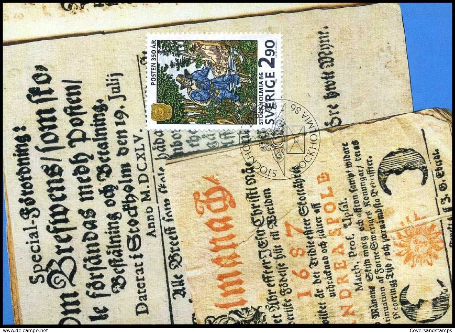 Zweden - MK - A Mail Farm-hand In The 17th Century                    - Maximumkaarten (CM)