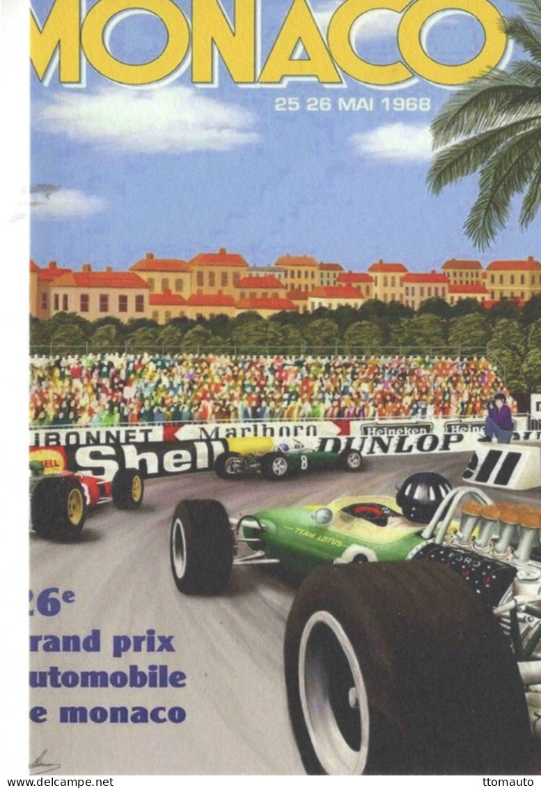 Grand Prix  Monaco 1968 -  Publicité D'epoque   - Ferrari-Lotus -  CPM - Grand Prix / F1