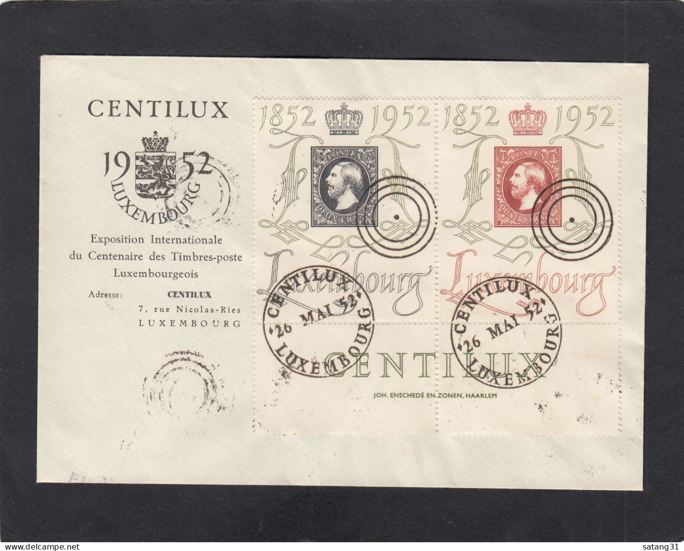 453/454 OBLITERES "CENTILUX 26 MAI 52" SUR LETTRE. - Storia Postale