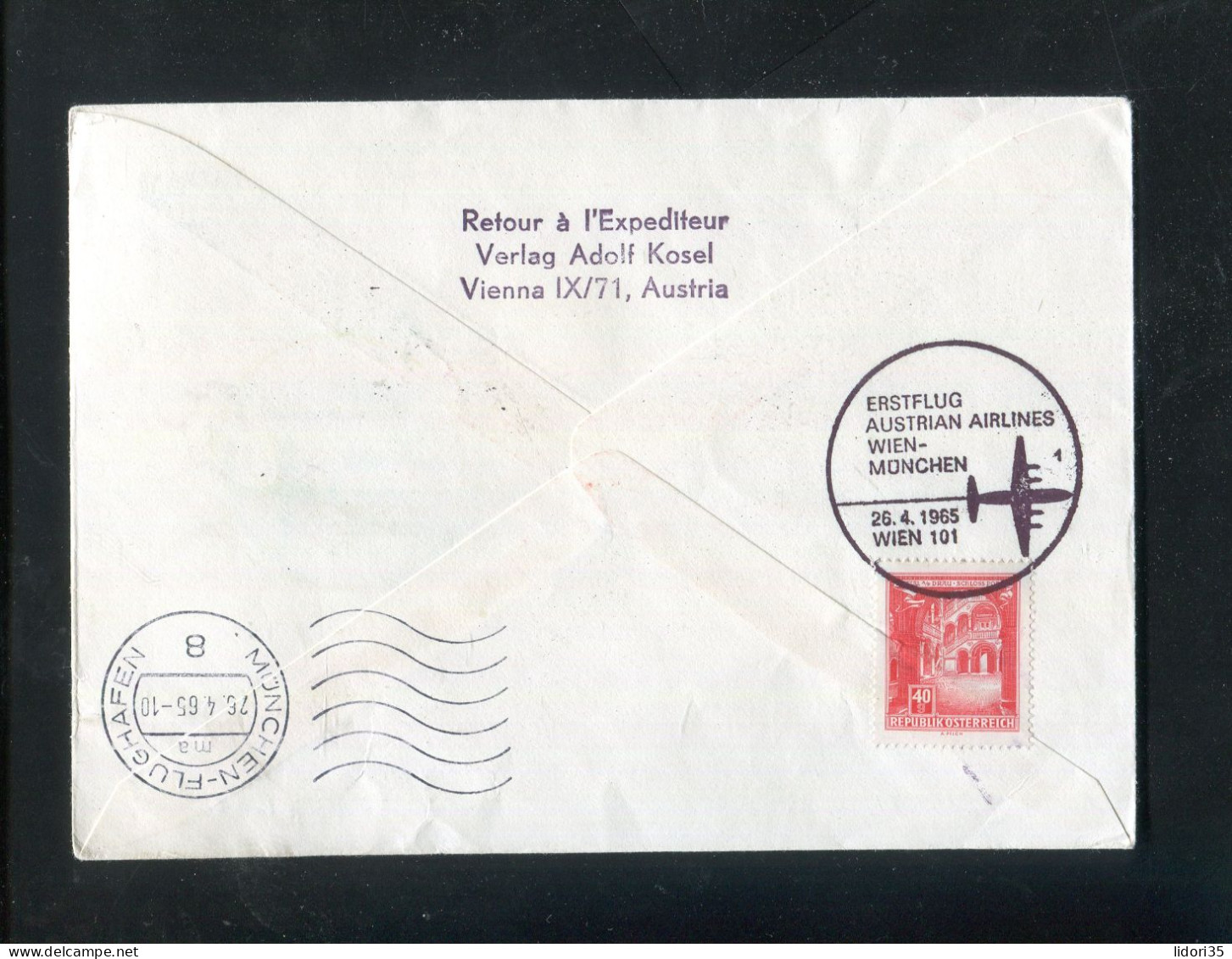 "OESTERREICH" 1965, AUA-Erstflugbrief "Wien-Muenchen" (L1093) - Erst- U. Sonderflugbriefe