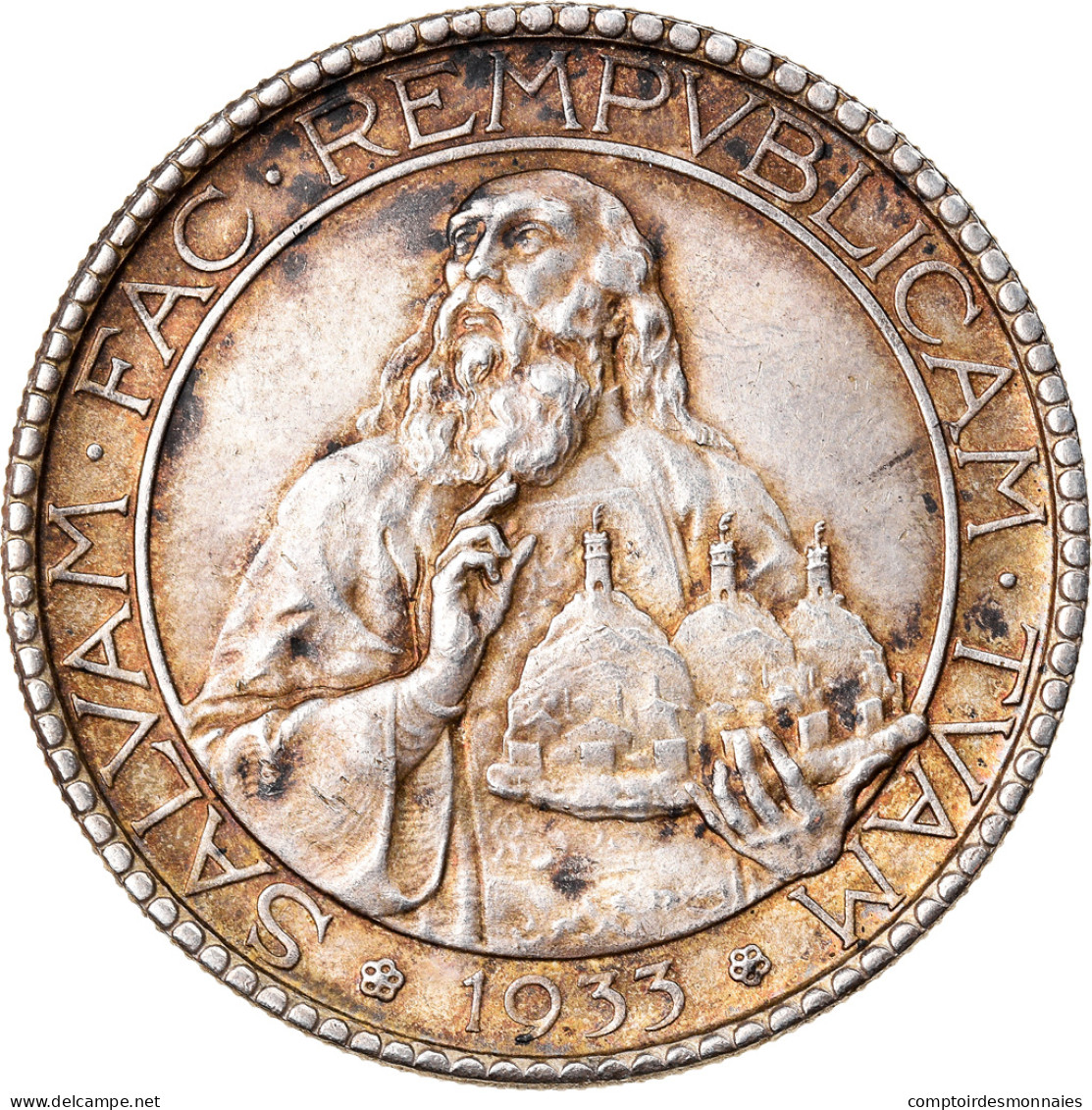 Monnaie, San Marino, 20 Lire, 1933, Rome, SUP, Argent, KM:11 - Saint-Marin