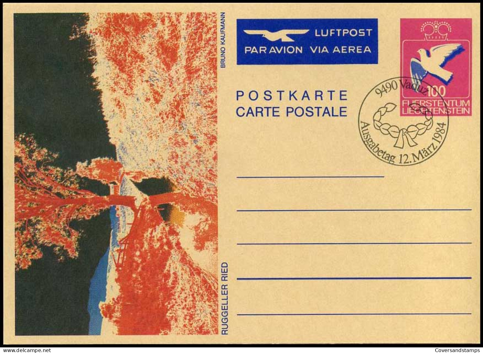 Liechtenstein -  Postkaart Ruggeller Ried                                    - Postwaardestukken