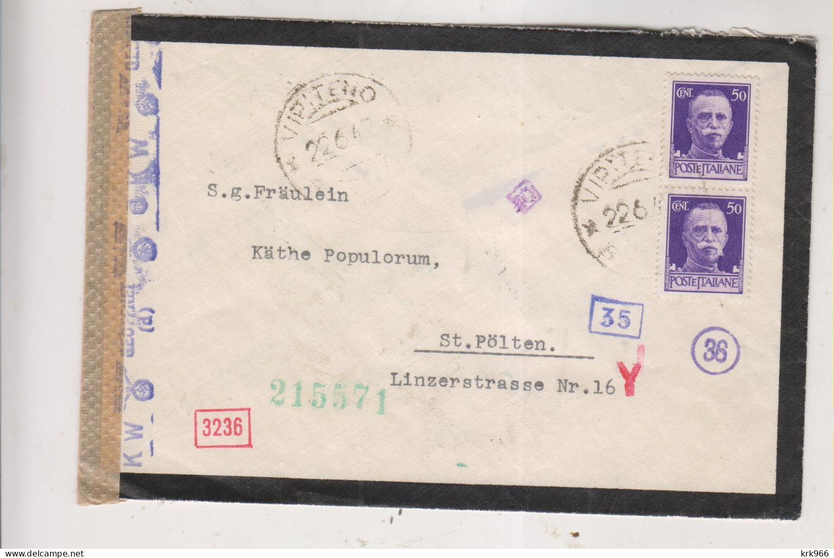 ITALY 1942 VIPITENO Censored Cover To Austria Germany - Storia Postale