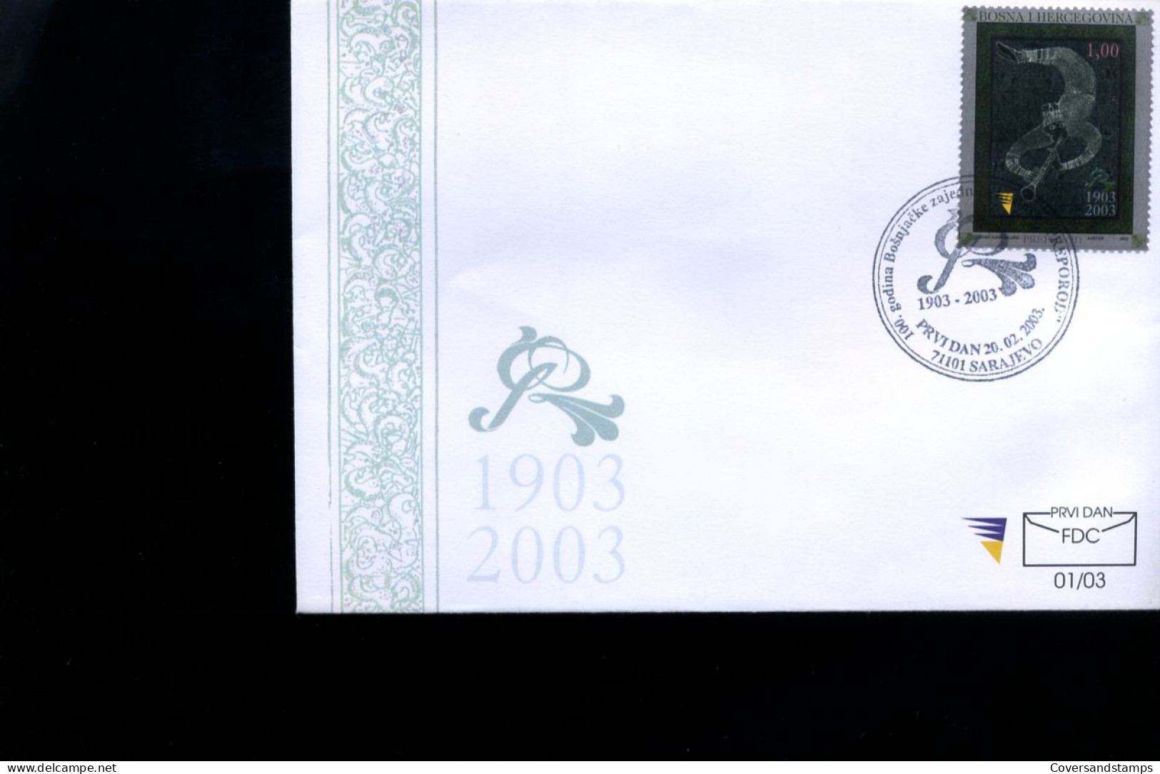 Bosnië-Herzegovina  -  FDC  -  1903-2003                                        - Bosnien-Herzegowina