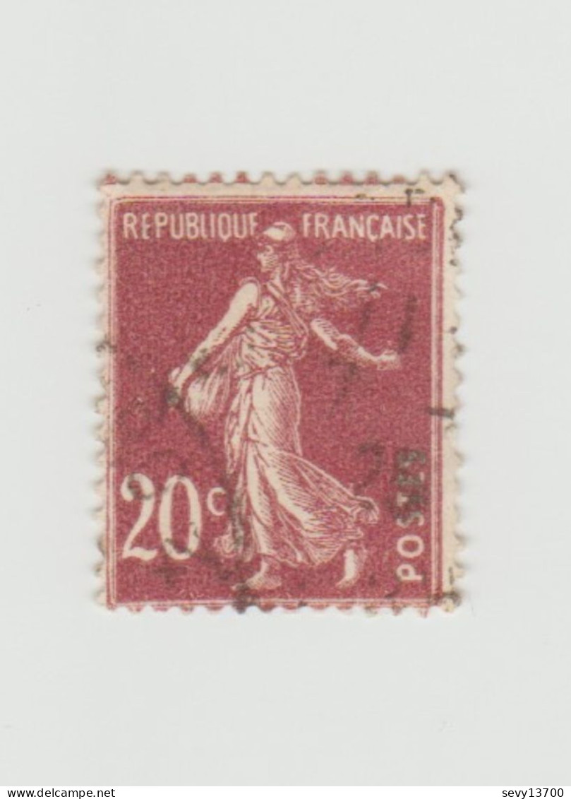 France Timbre Type Semeuse 20 C Yvert Tellier N° 139 Piquage Décalé - Used Stamps