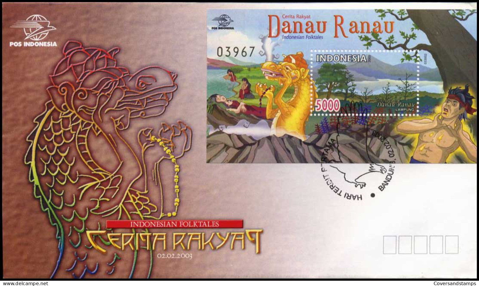 Indonesië - FDC - Indonesian Folktales : Danau Ranau                            - Indonesia