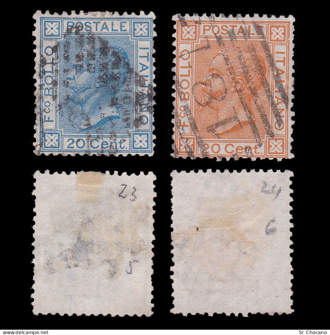 ITALY STAMPS.1867-77.K.Victor Emmanuel II .NOS.YVERT 23-24.USED. - Oblitérés