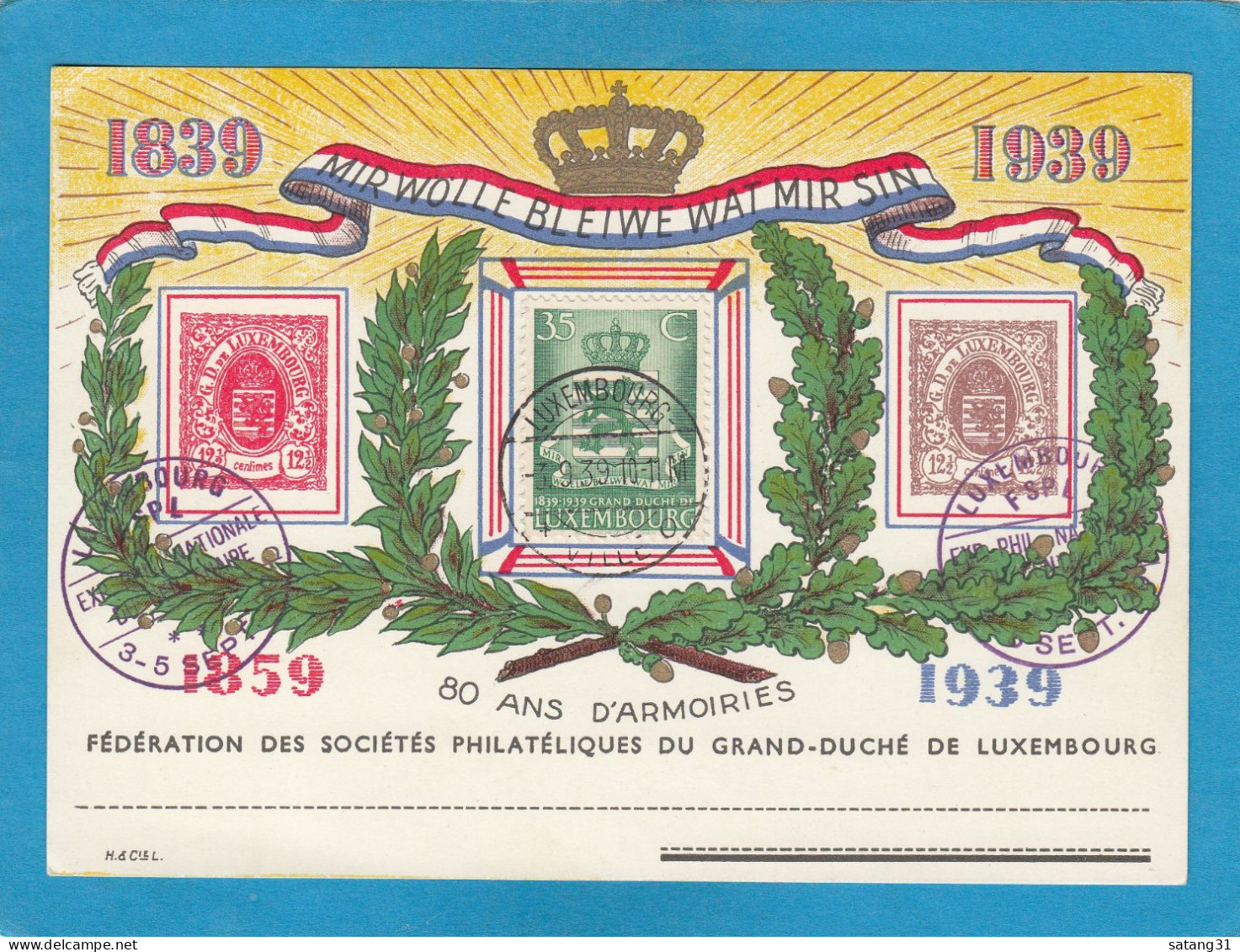 1859-1939, 80 ANS D'ARMOIRIES. - Cartoline Commemorative